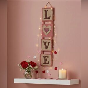 Love Wood Banner Valentine Heart Decor Sign 23”